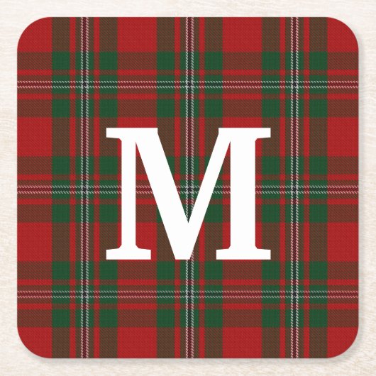 Clan MacGregor Tartan Plaid Monogrammed Kartonnen Onderzetters (Voorkant)