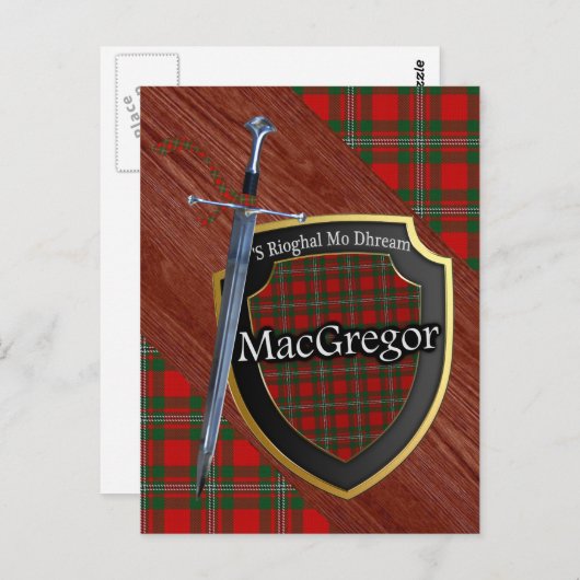 Clan MacGregor Tartan Sword & Shield Briefkaart (Voorkant / Achterkant)
