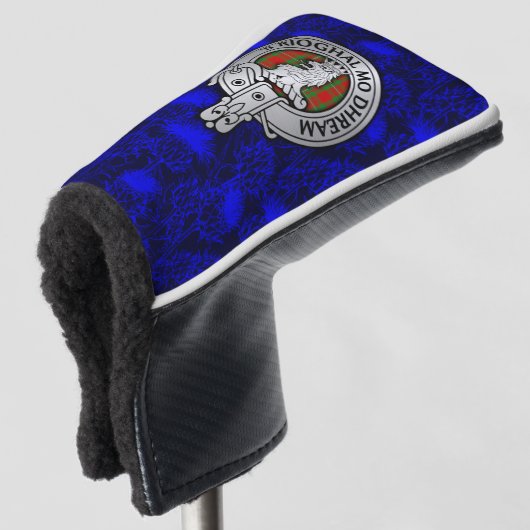 Clan MacGregor Wapen & Tartan op Distel Golfheadcover (3/4 voorkant)