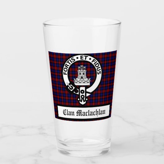 Clan Machlachlan Crest Badge &Tartan  Glas (Voorkant)