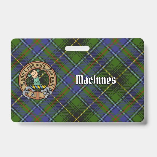 Clan MacInnes Crest over Tartan Badge (Voorzijde)