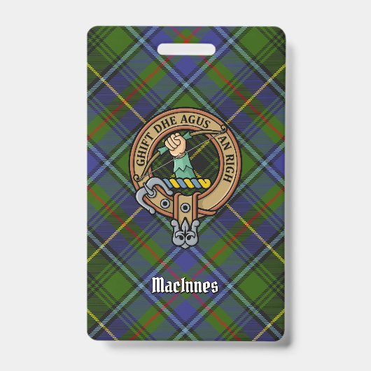 Clan MacInnes Crest over Tartan Badge (Front)