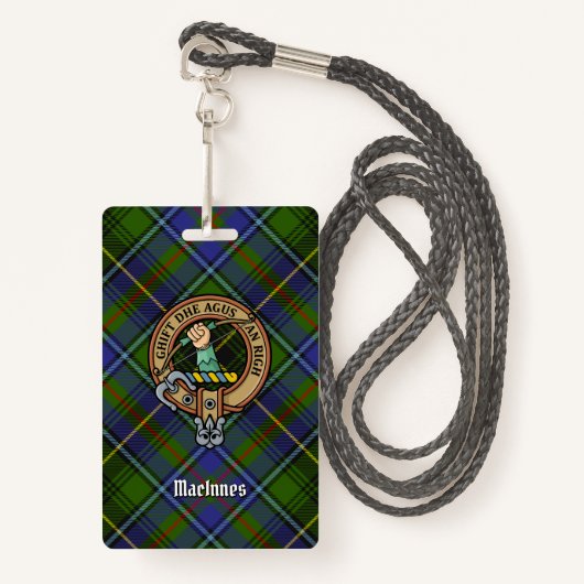 Clan MacInnes Crest over Tartan Badge (Voorkant met draagriem)