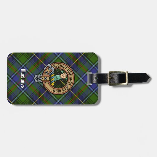 Clan MacInnes Crest over Tartan Bagagelabel (Voorkant horizontaal)