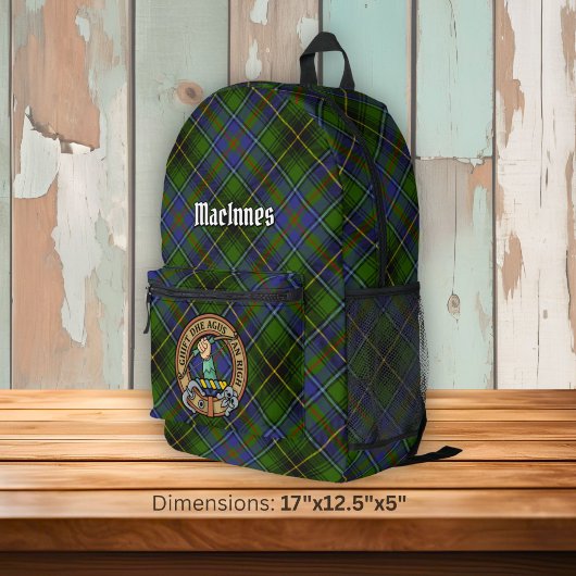 Clan MacInnes Crest over tartan Bedrukte Rugzak