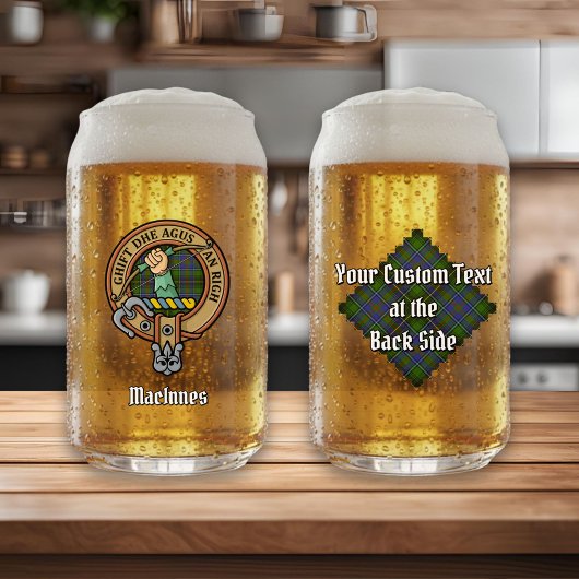 Clan MacInnes Crest over Tartan Blikvorm Glas