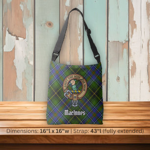 Clan MacInnes Crest over Tartan Crossbody Tas