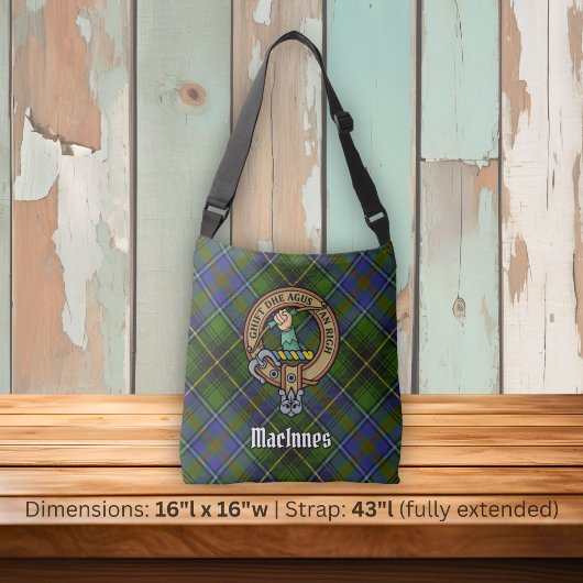 Clan MacInnes Crest over tartan Crossbody Tas