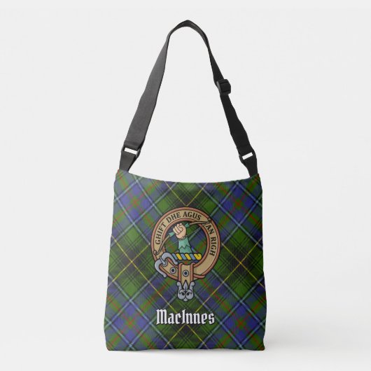 Clan MacInnes Crest over Tartan Crossbody Tas (Voorkant)