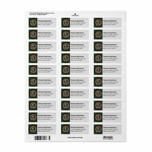 Clan MacInnes Crest over Tartan Etiket (Full Sheet)