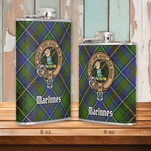Clan MacInnes Crest over Tartan Heupfles