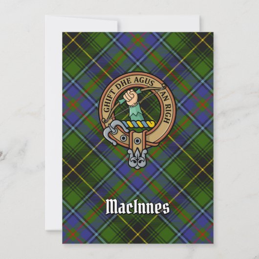 Clan MacInnes Crest over Tartan Kaart (Achterkant)