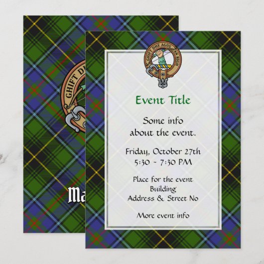 Clan MacInnes Crest over Tartan Kaart (Voorkant / Achterkant)