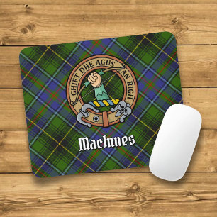 Clan MacInnes Crest over Tartan Muismat
