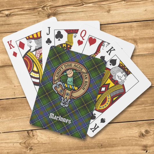 Clan MacInnes Crest over Tartan Pokerkaarten