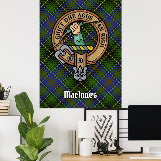 Clan MacInnes Crest over Tartan Poster (Thuiskantoor)
