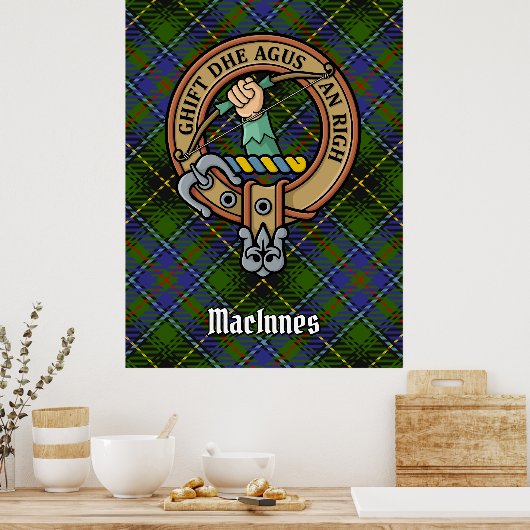 Clan MacInnes Crest over Tartan Poster (Keuken)