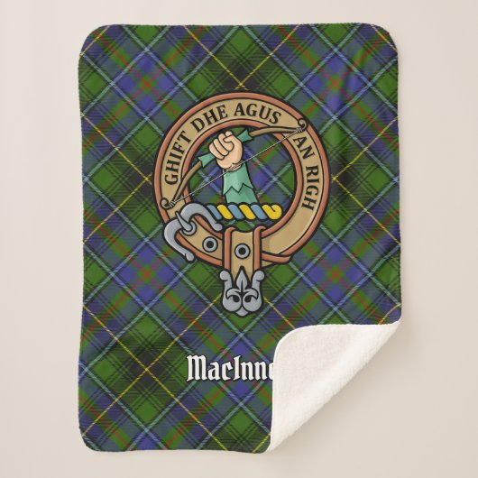 Clan MacInnes Crest over Tartan Sherpa Deken (Voorkant)