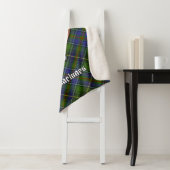 Clan MacInnes Crest over Tartan Sherpa Deken (In situ)