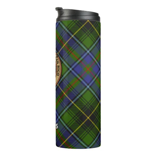 Clan MacInnes Crest over Tartan Thermosbeker (Geroteerd rechts)