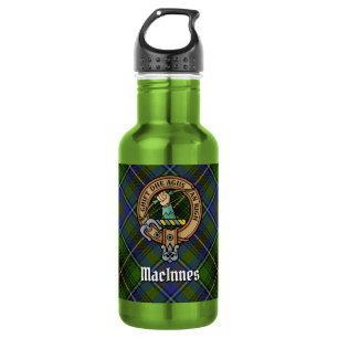 Clan MacInnes Crest over tartan Waterfles