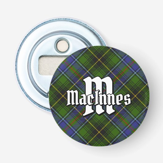 Clan MacInnes Tartan Button Flesopener (Voorkant)