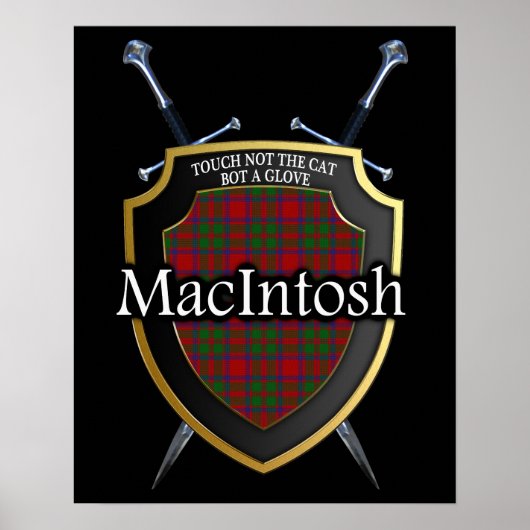 Clan MacIntosh Tartan Scottish Shield & Swords Poster (Voorkant)