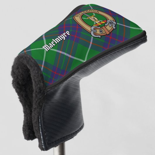 Clan MacIntyre Crest over jagen Tartan Golfheadcover (3/4 voorkant)