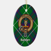 Clan MacIntyre Crest over jagen Tartan Keramisch Ornament (Rechts)