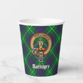 Clan MacIntyre Crest over jagen Tartan Papieren Bekers (Voorkant)