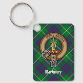 Clan MacIntyre Crest over jagen Tartan Sleutelhang Sleutelhanger (Voorkant)
