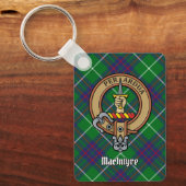Clan MacIntyre Crest over jagen Tartan Sleutelhang Sleutelhanger (Voorkant)