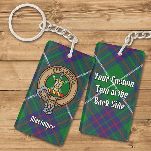 Clan MacIntyre Crest over jagen Tartan Sleutelhang Sleutelhanger