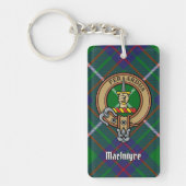Clan MacIntyre Crest over jagen Tartan Sleutelhang Sleutelhanger (Voorkant)