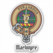 Clan MacIntyre Crest over jagen Tartan Sticker (Voorkant)