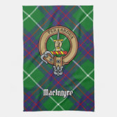 Clan MacIntyre Crest over jagen Tartan Theedoek (Verticaal)