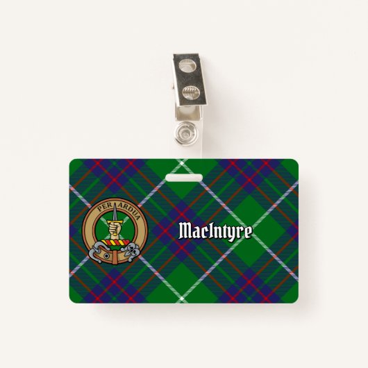 Clan MacIntyre Crest over Tartan Badge (Voorkant met clip)