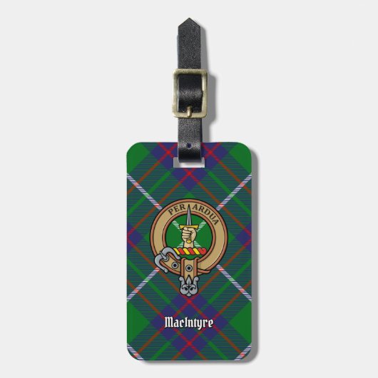 Clan MacIntyre Crest over Tartan Bagagelabel (Voorkant verticaal)