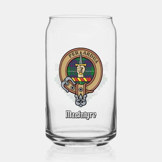 Clan MacIntyre Crest over Tartan Blikvorm Glas (Voorkant)