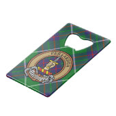 Clan MacIntyre Crest over Tartan Creditkaart Flessenopener (Voorkant Gekanteld)