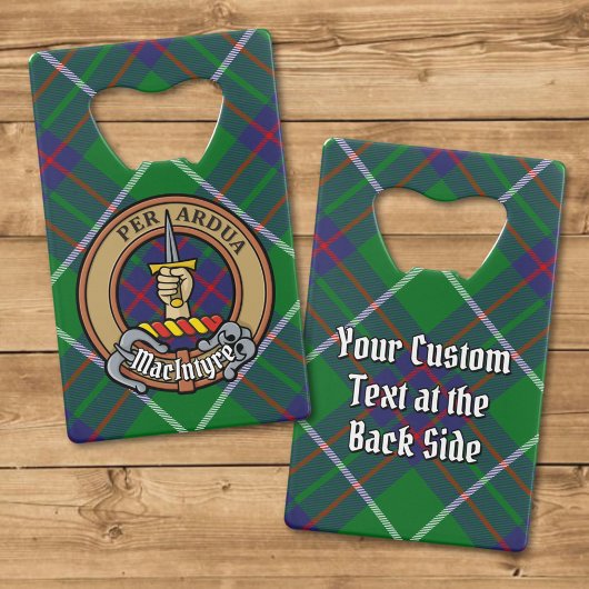 Clan MacIntyre Crest over Tartan Creditkaart Flessenopener