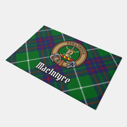 Clan MacIntyre Crest over Tartan Deurmat (Schuin)
