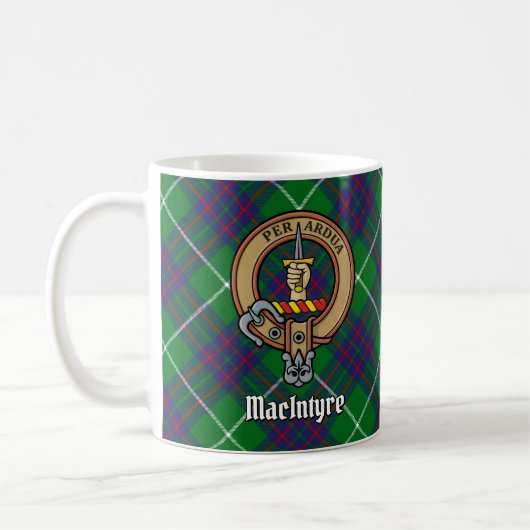 Clan MacIntyre Crest over Tartan Koffiemok (Links)