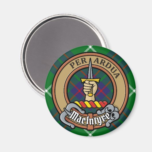 Clan MacIntyre Crest over Tartan Magneet (Voorkant / Achterkant)