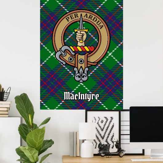 Clan MacIntyre Crest over Tartan Poster (Thuiskantoor)