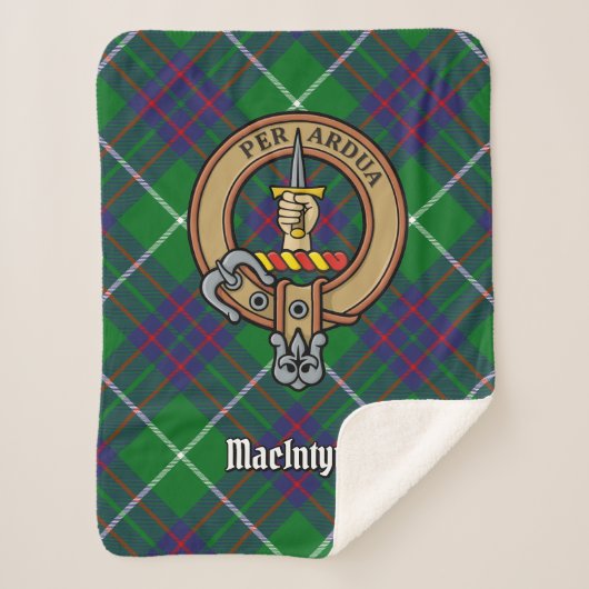 Clan MacIntyre Crest over Tartan Sherpa Deken (Voorkant)