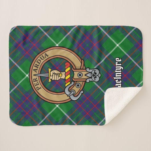Clan MacIntyre Crest over Tartan Sherpa Deken (Voorkant (horizontaal))