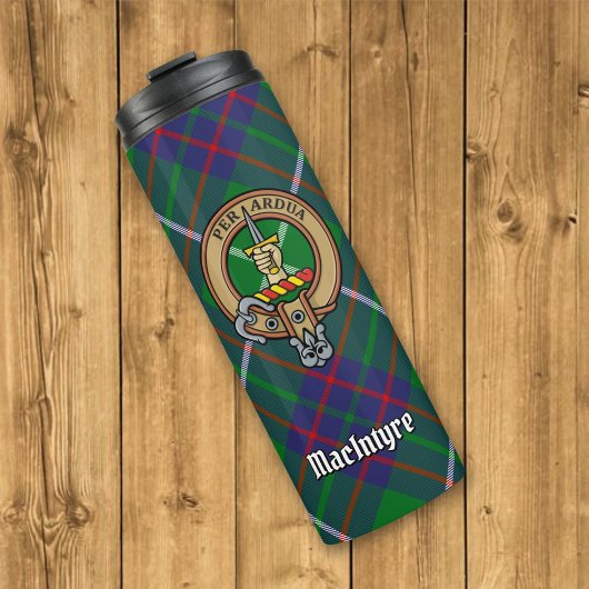 Clan MacIntyre Crest over Tartan Thermosbeker