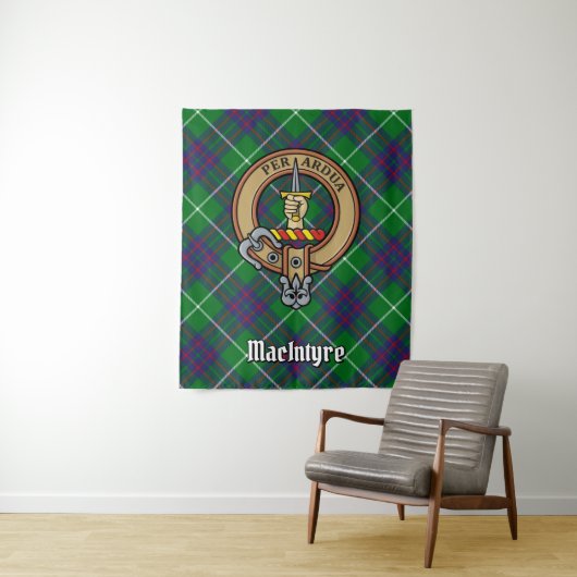 Clan MacIntyre Crest over Tartan Wandkleed (In situ)
