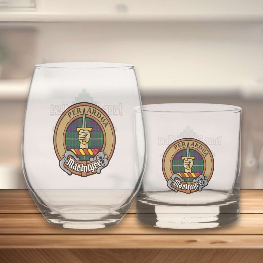 Clan MacIntyre Crest over Tartan Whisky Glas